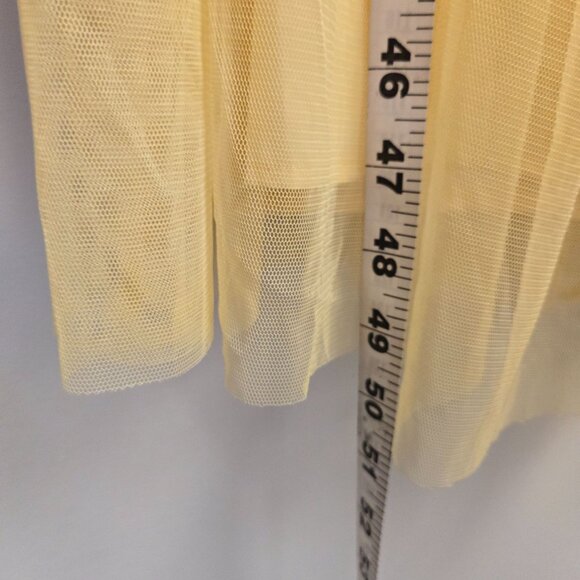 Zara Pastel Butter Yellow V-Neck Tulle Midi Dress Ruffle Ethereal Balletcore - Picture 12 of 16